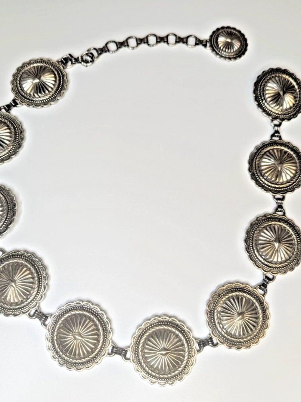 Vintage 1996 Fossil Concho Belt Style 49030 Heavy 11oz Metal Western Design - Picture 1 of 7